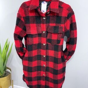 Plaid Red and Black Women's Jacket